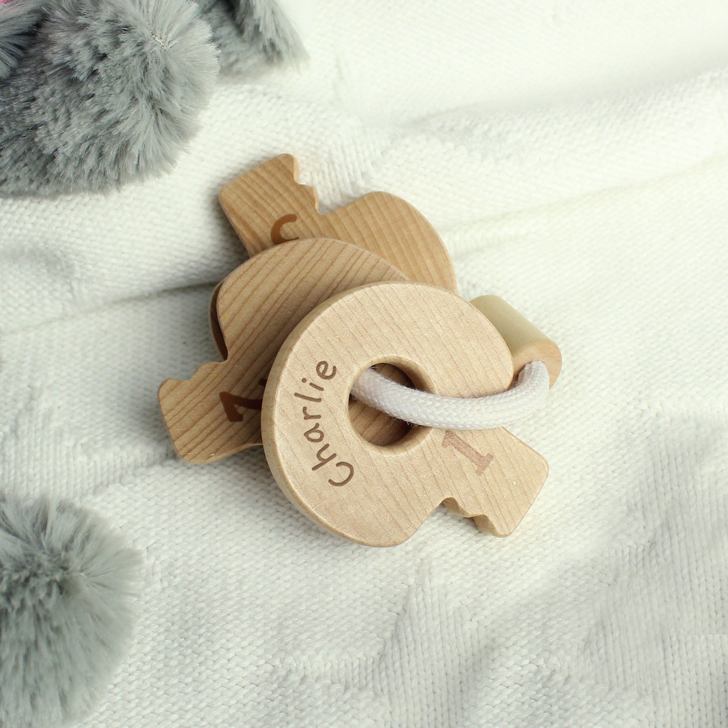 Personalised Wooden Baby Keys Name Only