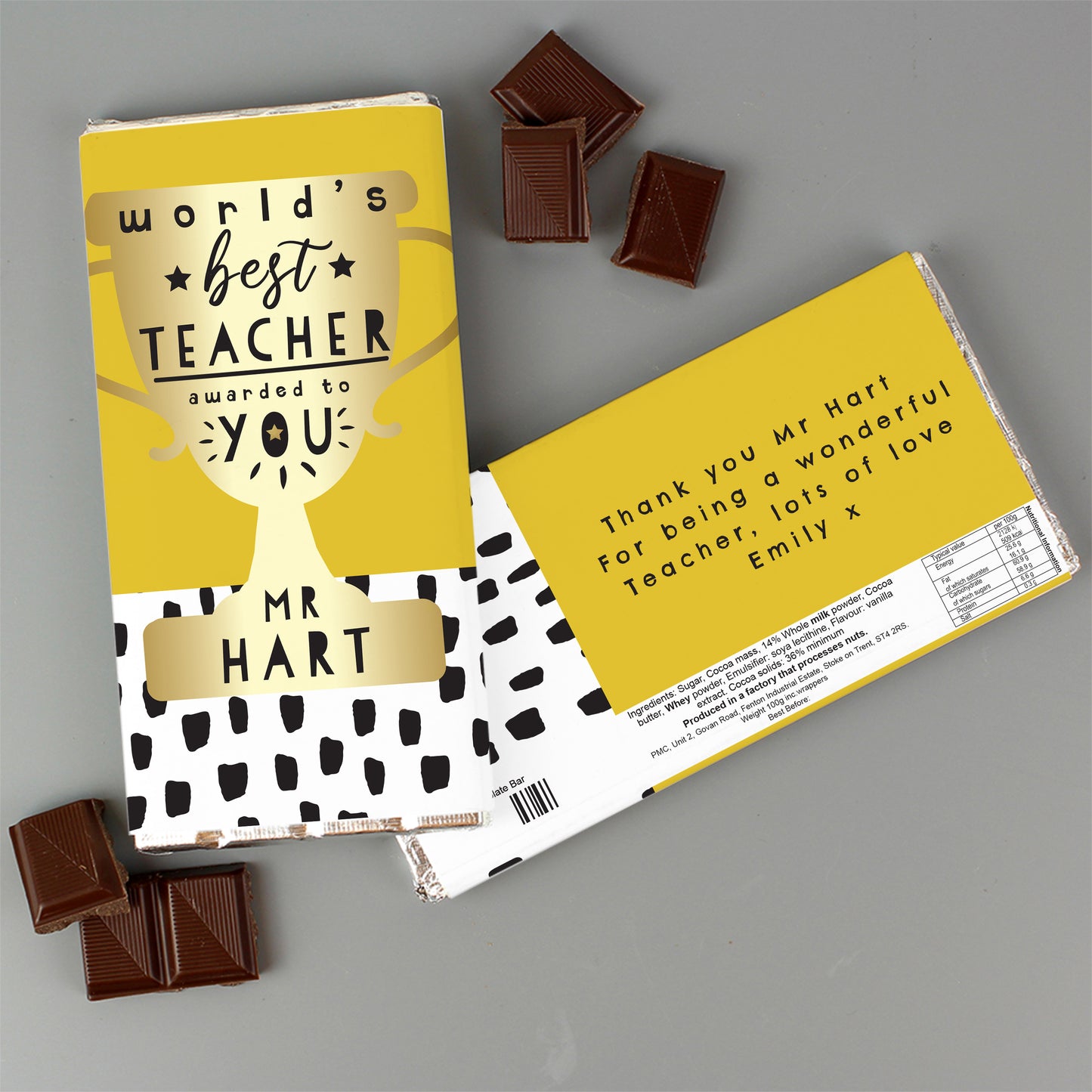 Worlds Best Teacher Trophy Milk Chocolate Bar