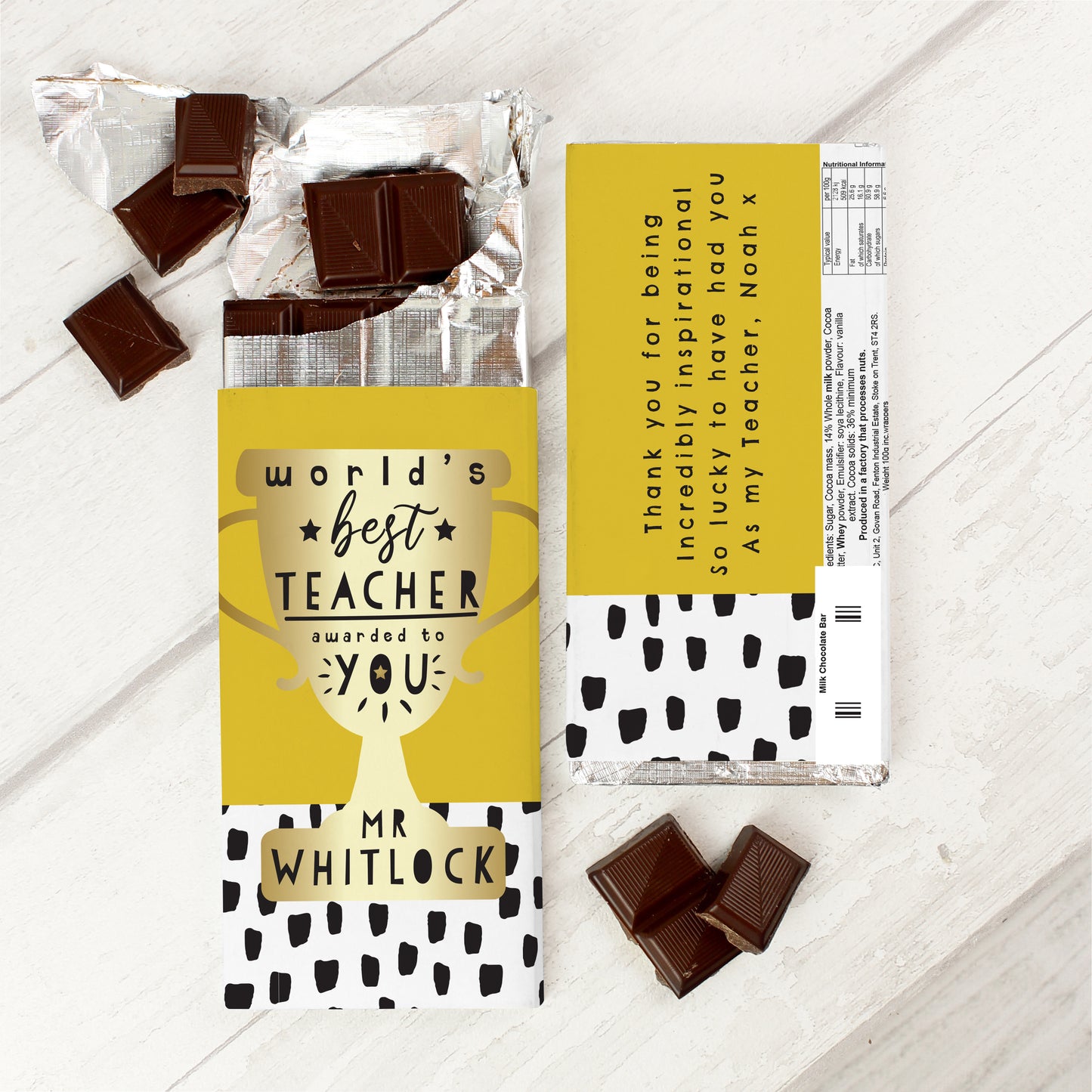 Worlds Best Teacher Trophy Milk Chocolate Bar