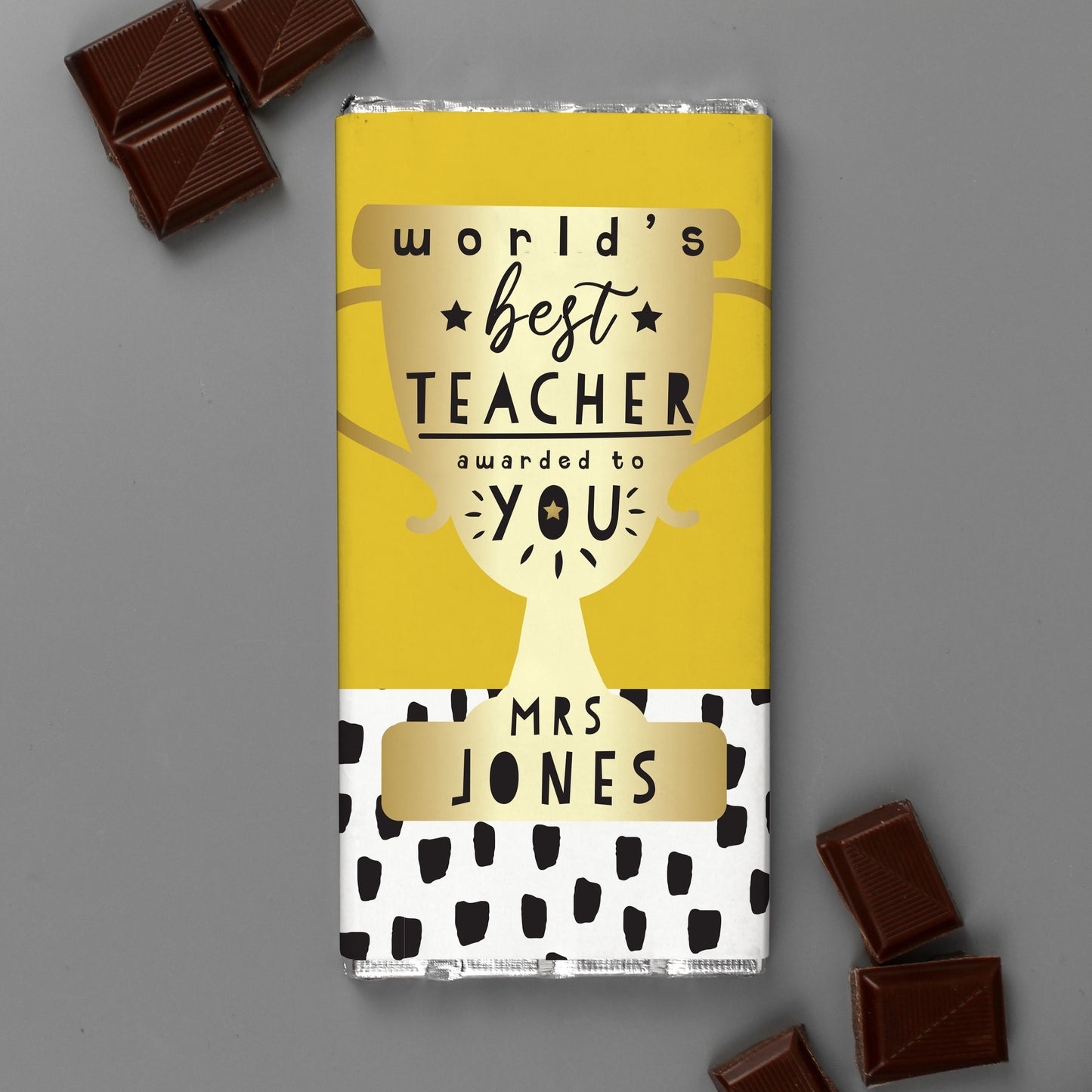 Worlds Best Teacher Trophy Milk Chocolate Bar