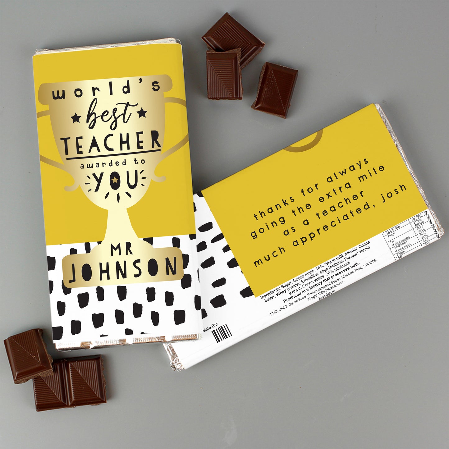 Worlds Best Teacher Trophy Milk Chocolate Bar