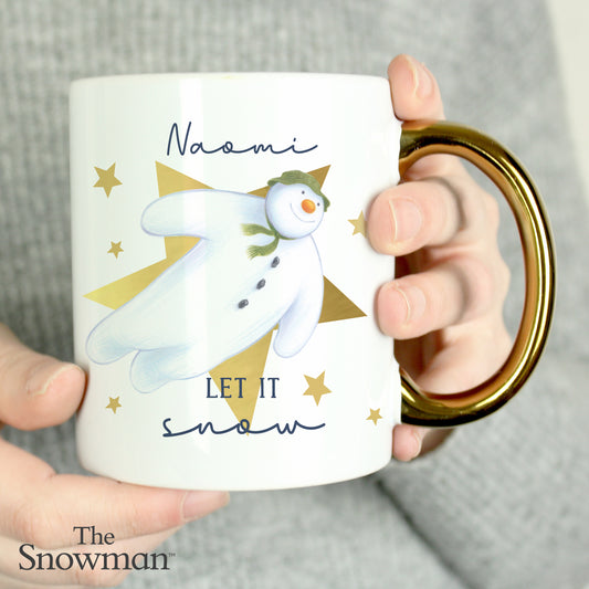 The Snowman Let it Snow Gold Handed Mug