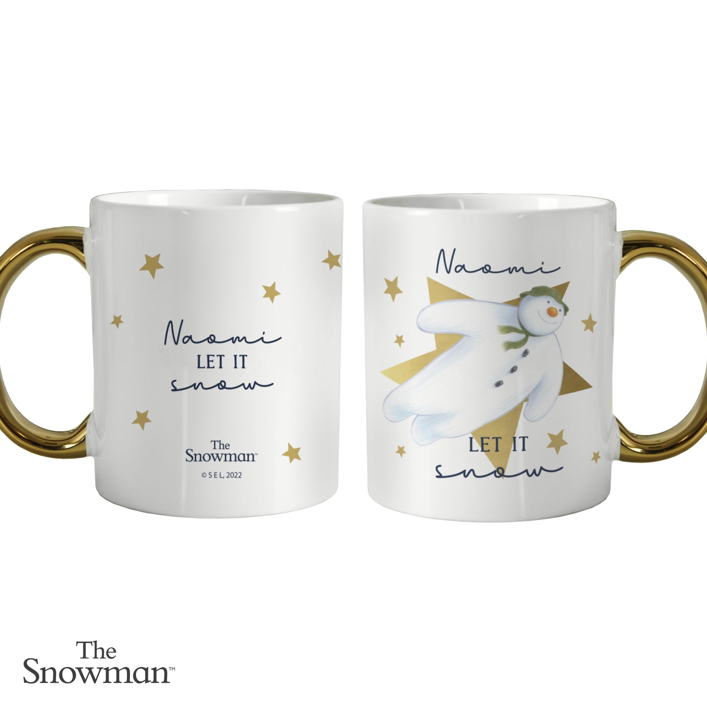 The Snowman Let it Snow Gold Handed Mug