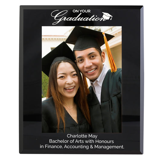Graduation Black Glass 5x7 Photo Frame