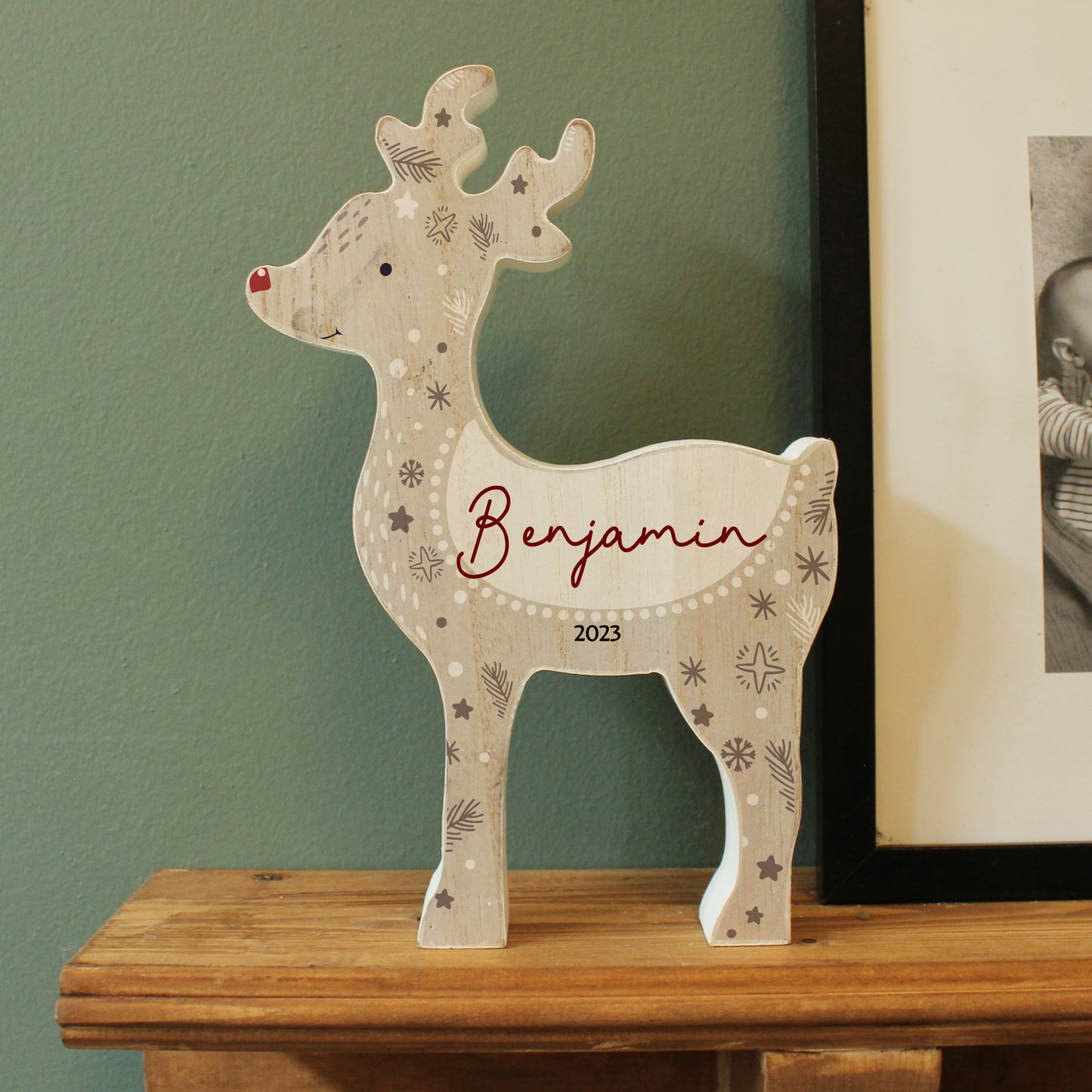 Personalised Red Nosed Reindeer Christmas Ornament