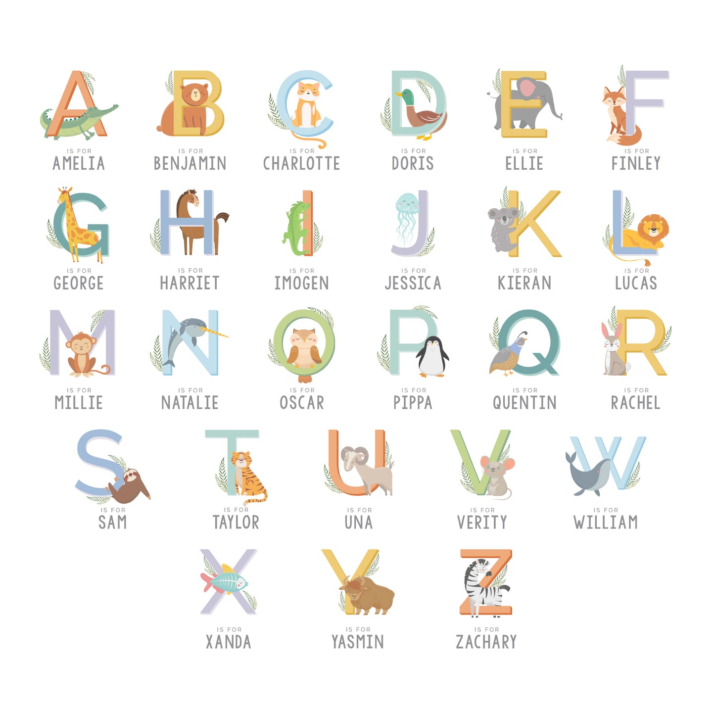 Animal Alphabet Wooden Based LED Light