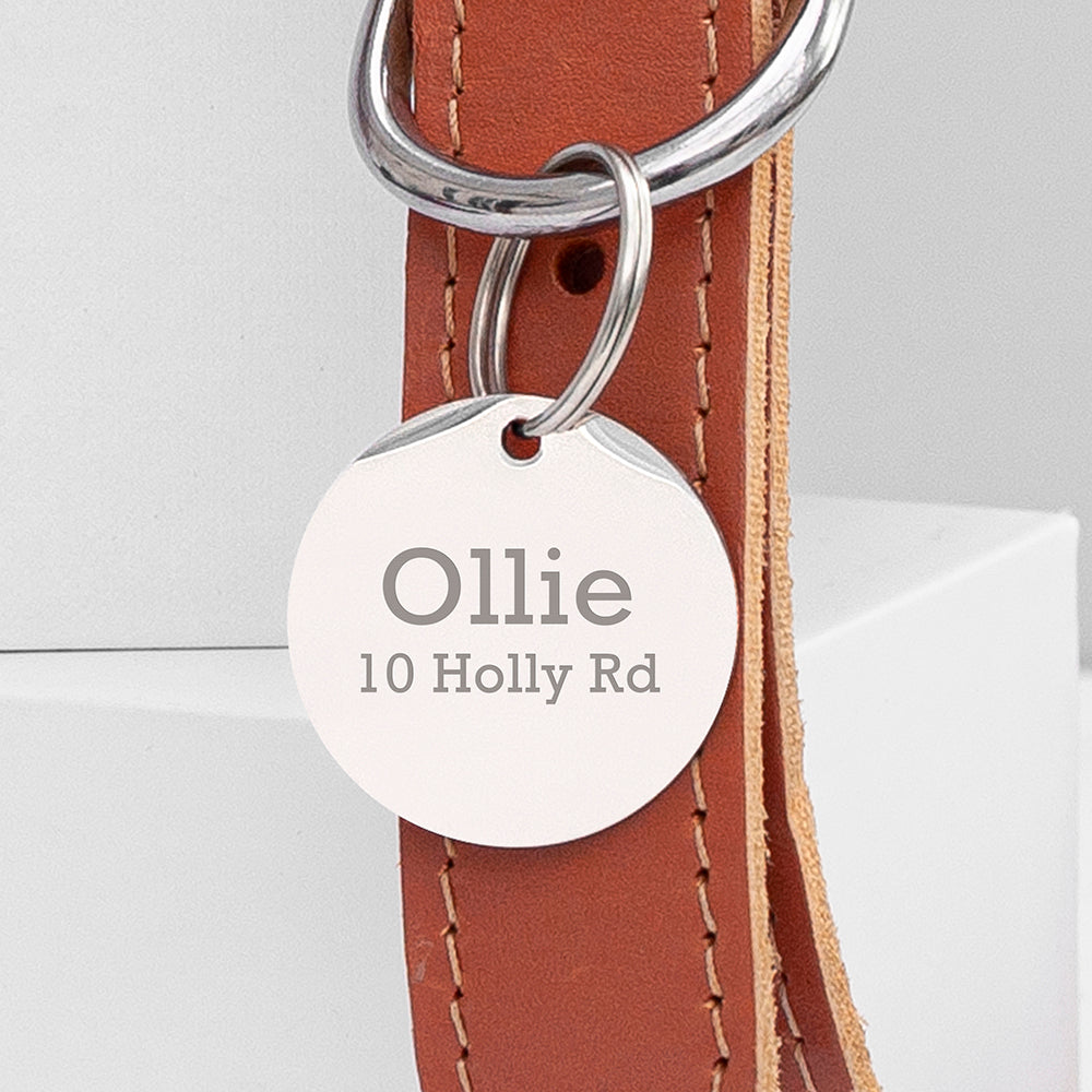 Personalised Classic Leather Dog Collar with Tag