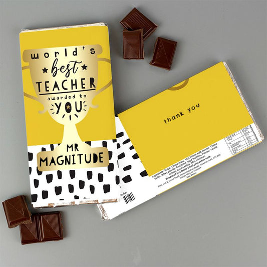 Worlds Best Teacher Trophy Milk Chocolate Bar