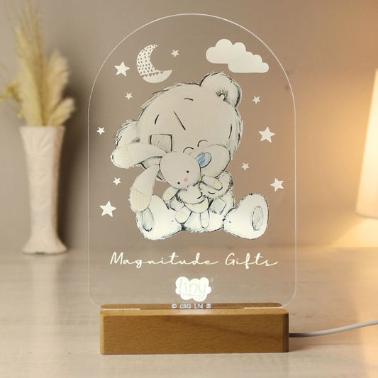 Personalised Tiny Tatty Teddy Wooden Based LED Light