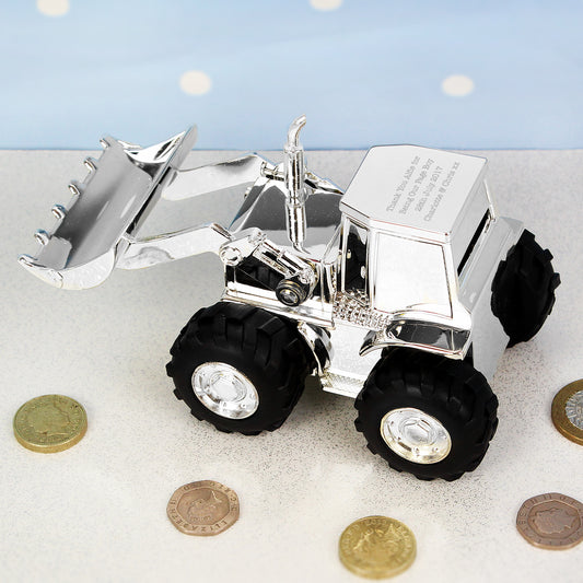 Personalised Silver Plated Digger Money Box 8cm