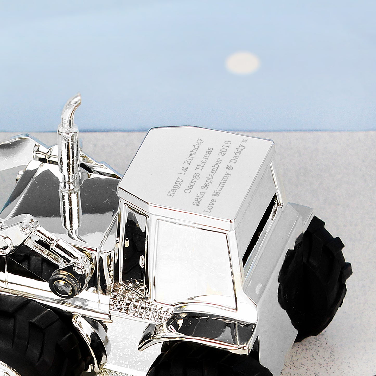 Personalised Silver Plated Digger Money Box 8cm