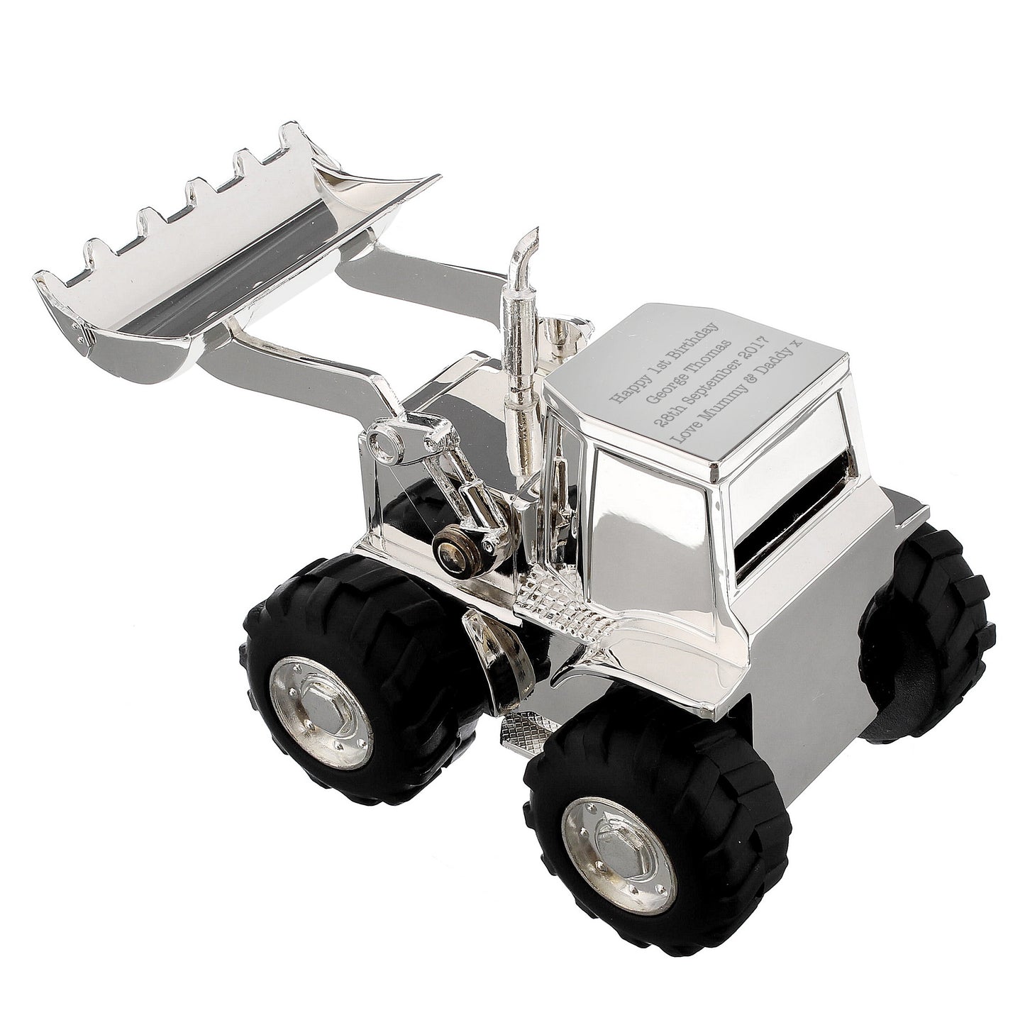Personalised Silver Plated Digger Money Box 8cm