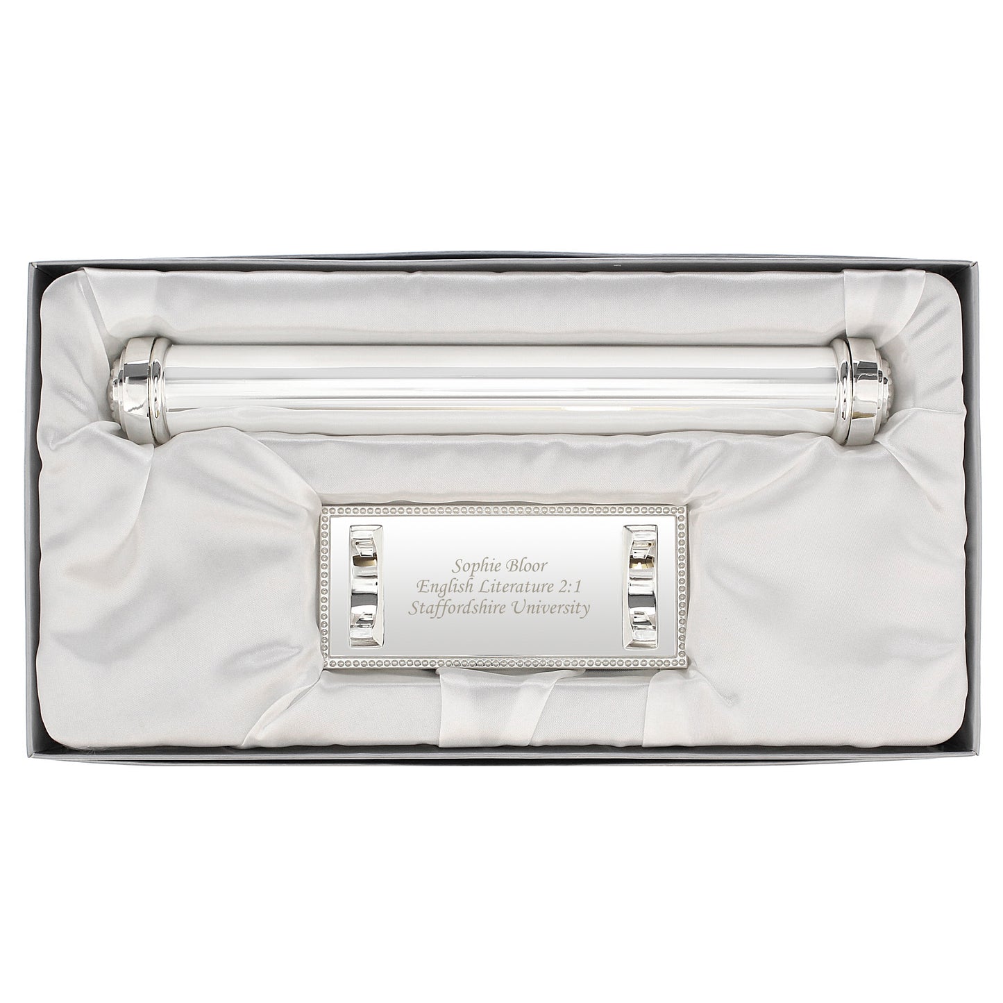 Graduation Certificate Holder Personalised Plain Silver Plated