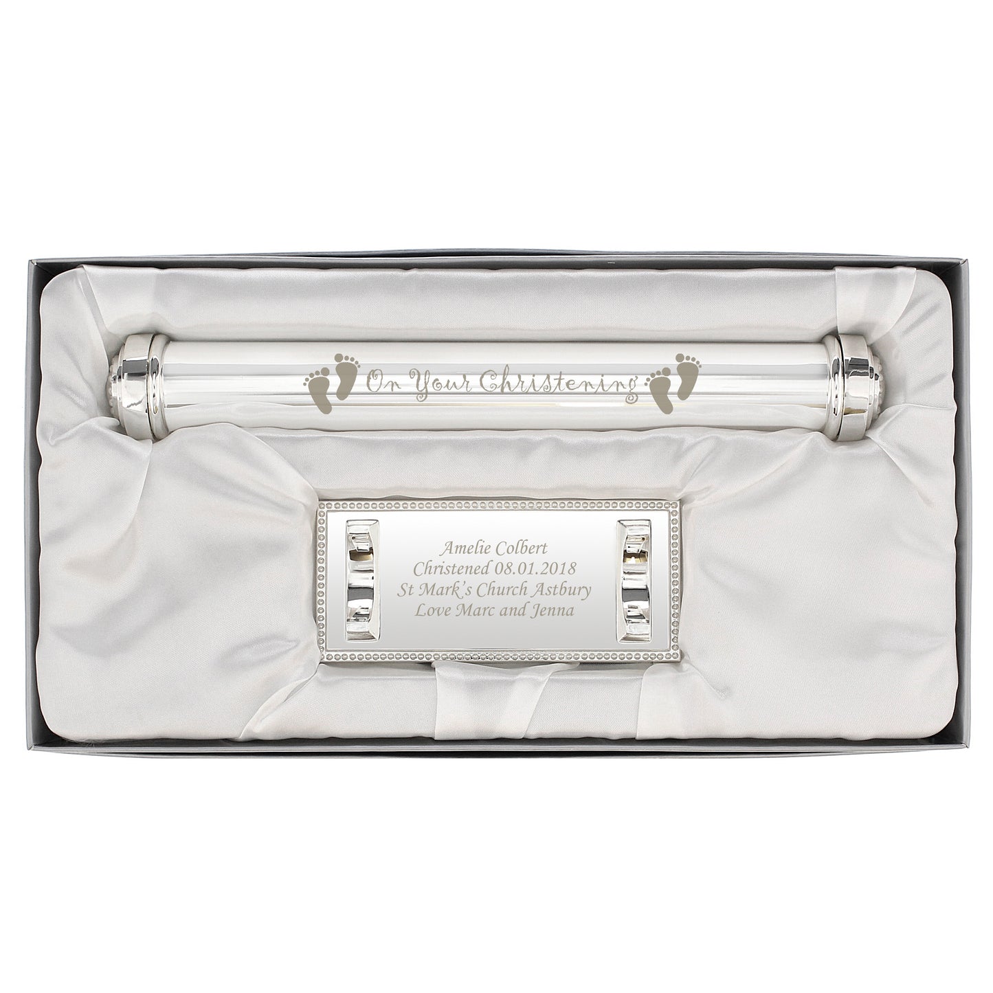 Personalised Christening Silver Plated Certificate Holder