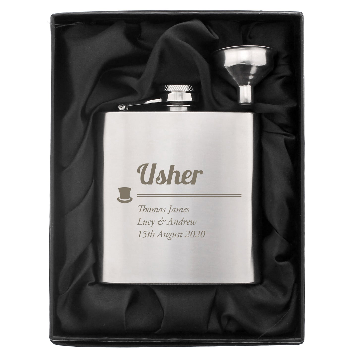 Personalised Hip Flask For Usher