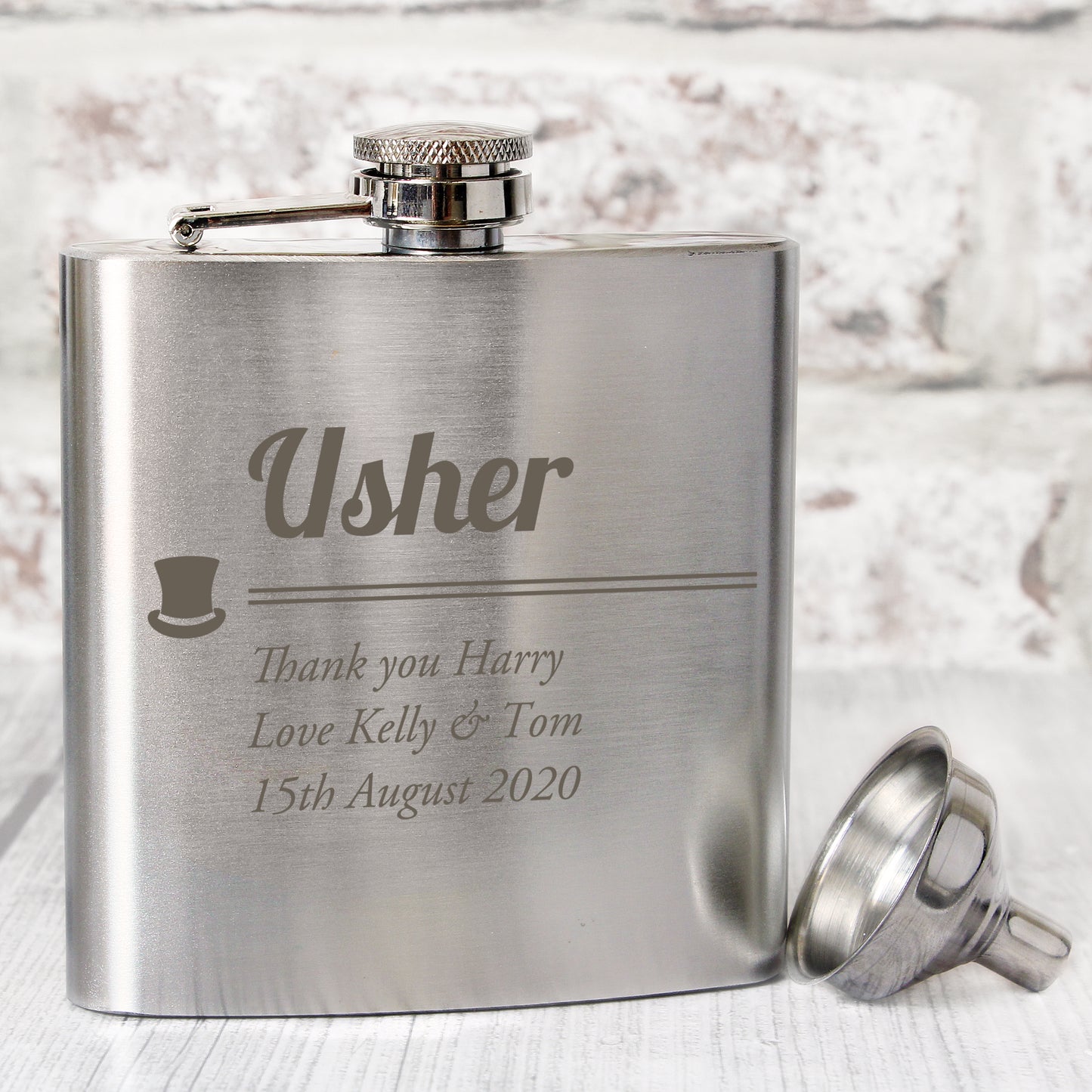 Personalised Hip Flask For Usher