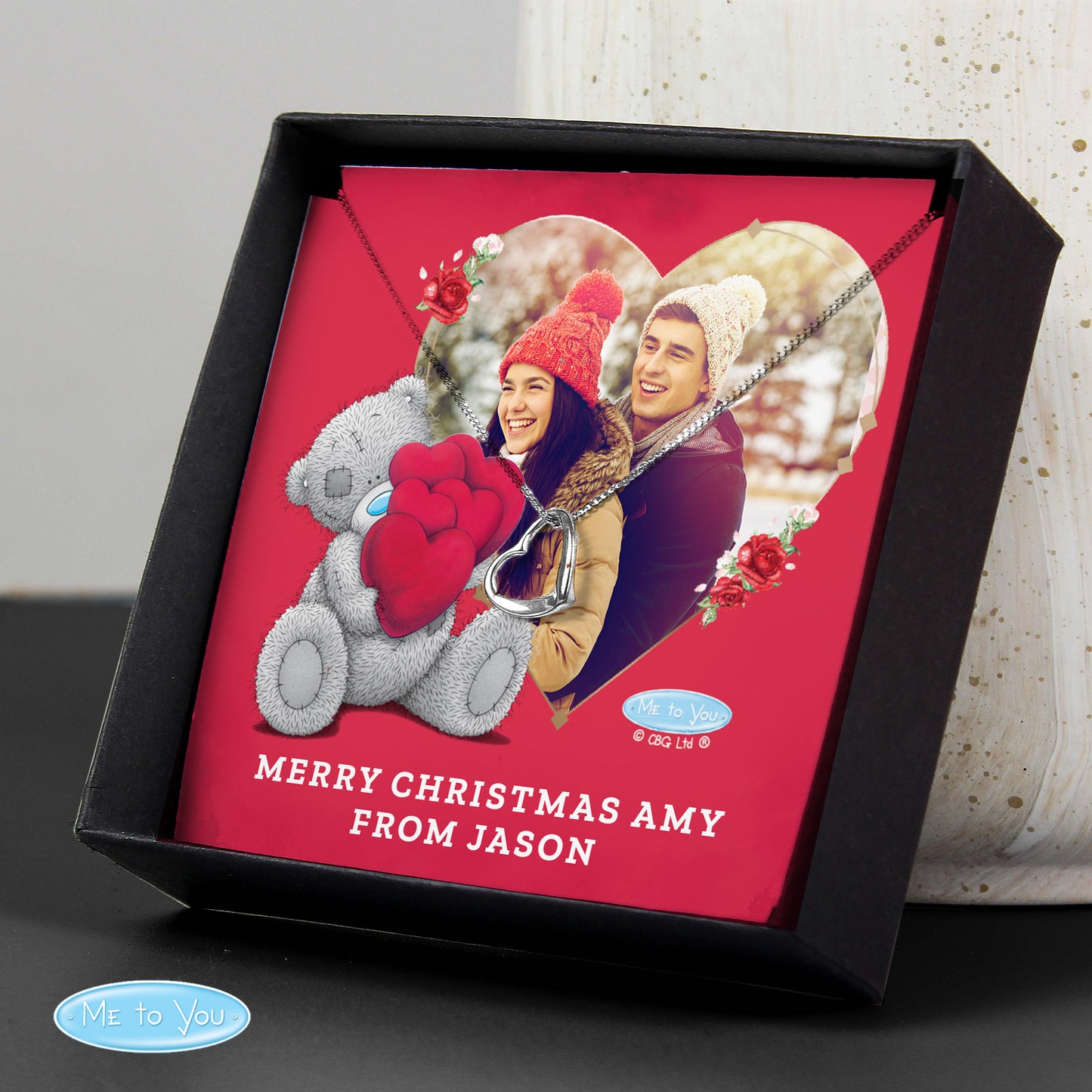 Personalised Me To You Photo Upload Sentiment Silver Tone Necklace