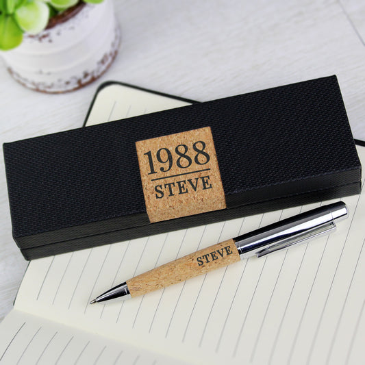 Personalised Pen Set With Large Date & Name