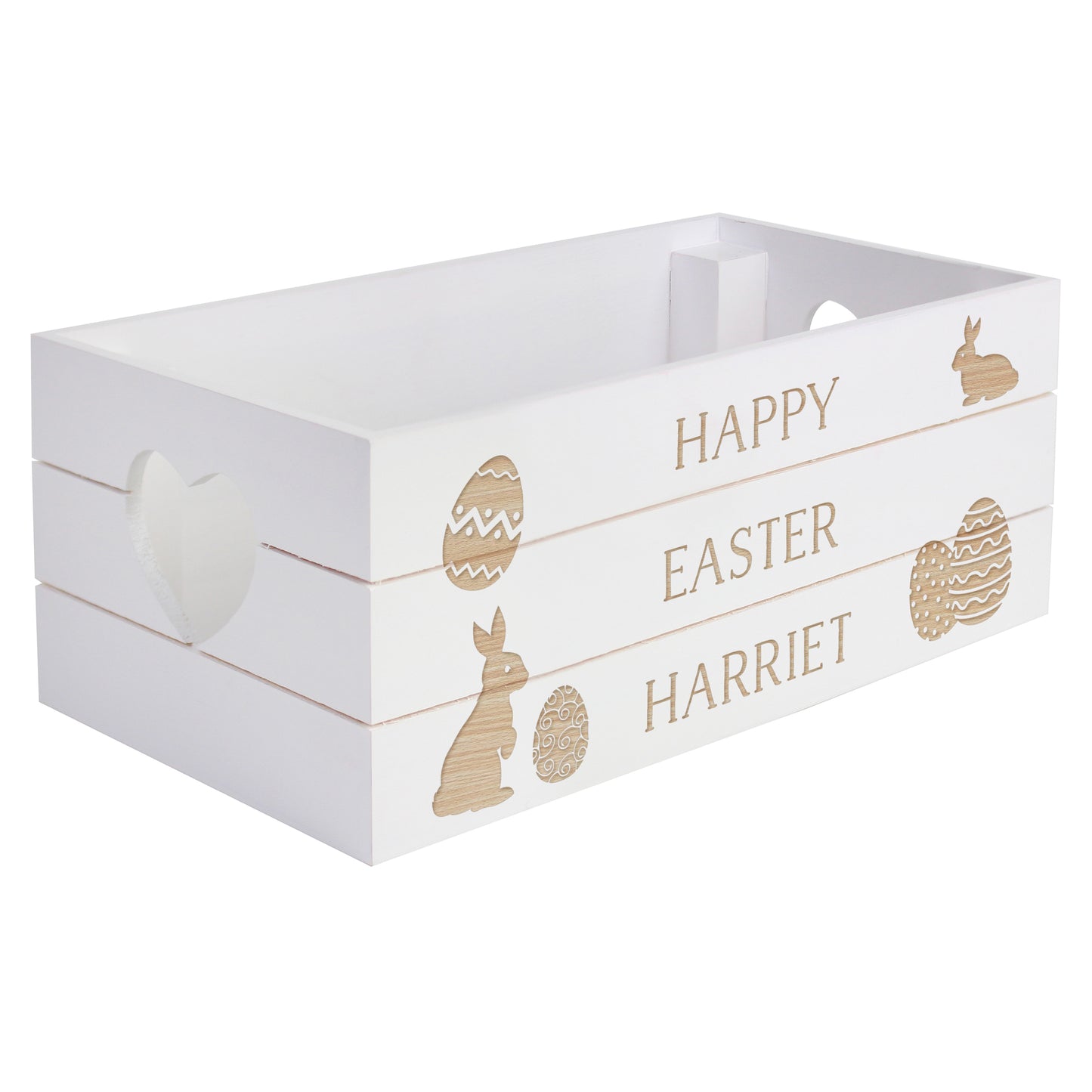 Easter Wooden Crate Personalised White Easter Bunny Design