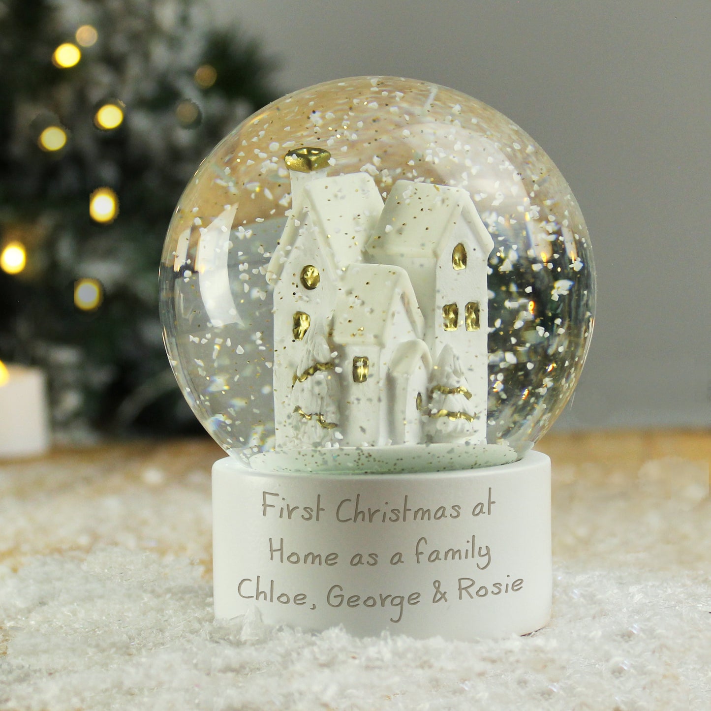 Personalised Village Glitter Snow Globe 10cm