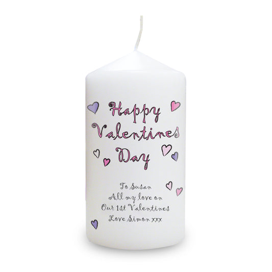 Personalised Happy Valentines Day Pillar Candle