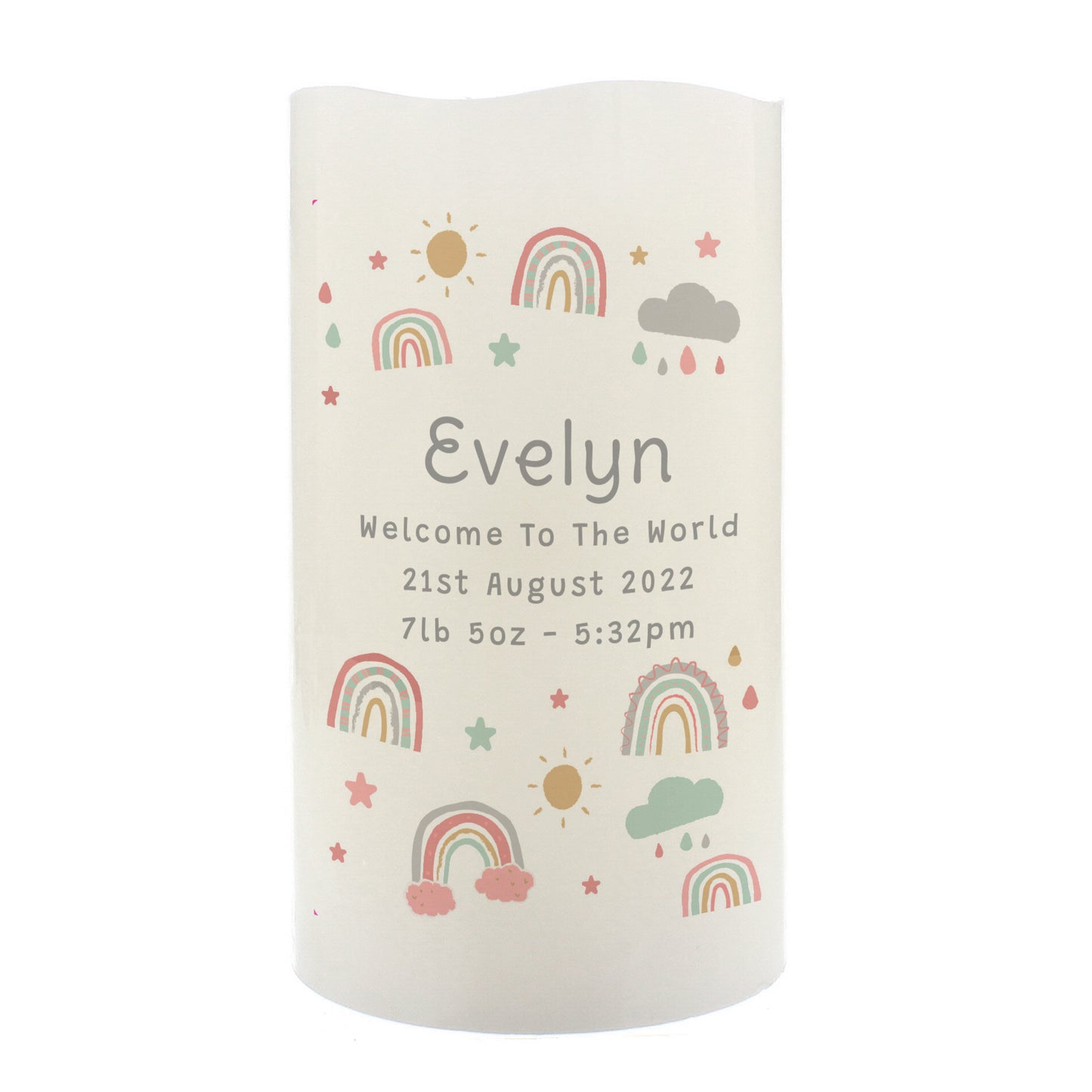 Personalised Rainbow Nightlight LED Candle 13cm