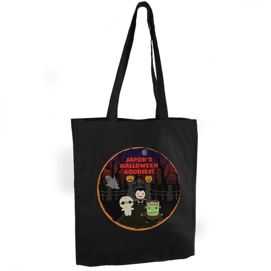 Personalised Halloween Black Cotton Bag 41cm