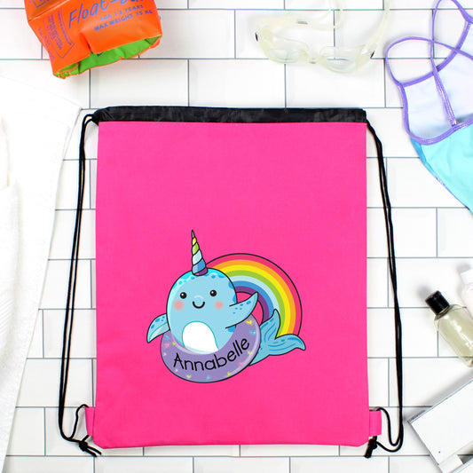 Personalised Narwhal Childrens Swim Bag 44cm