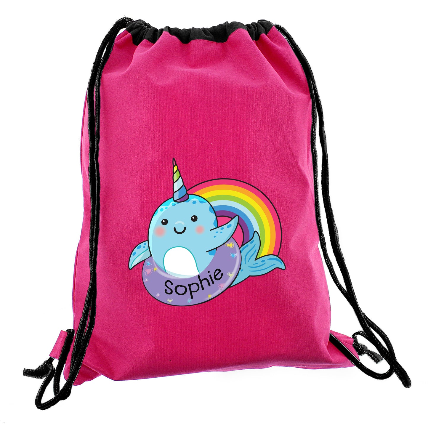 Personalised Narwhal Childrens Swim Bag 44cm