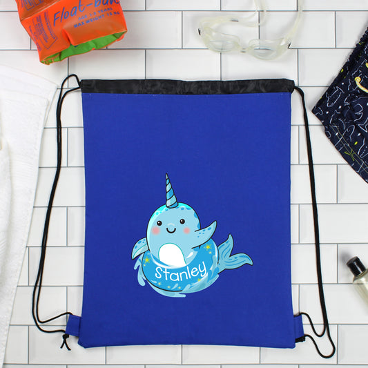 Personalised Narwhal Childrens Swim Bag 44cm