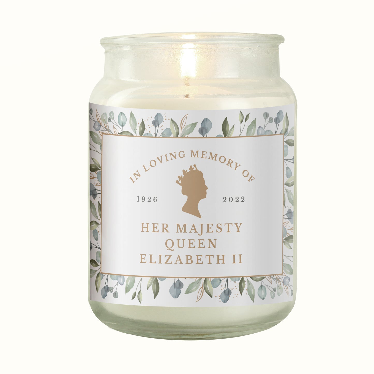 Personalised Queens Commemorative Large Vanilla Scented Candle Jar