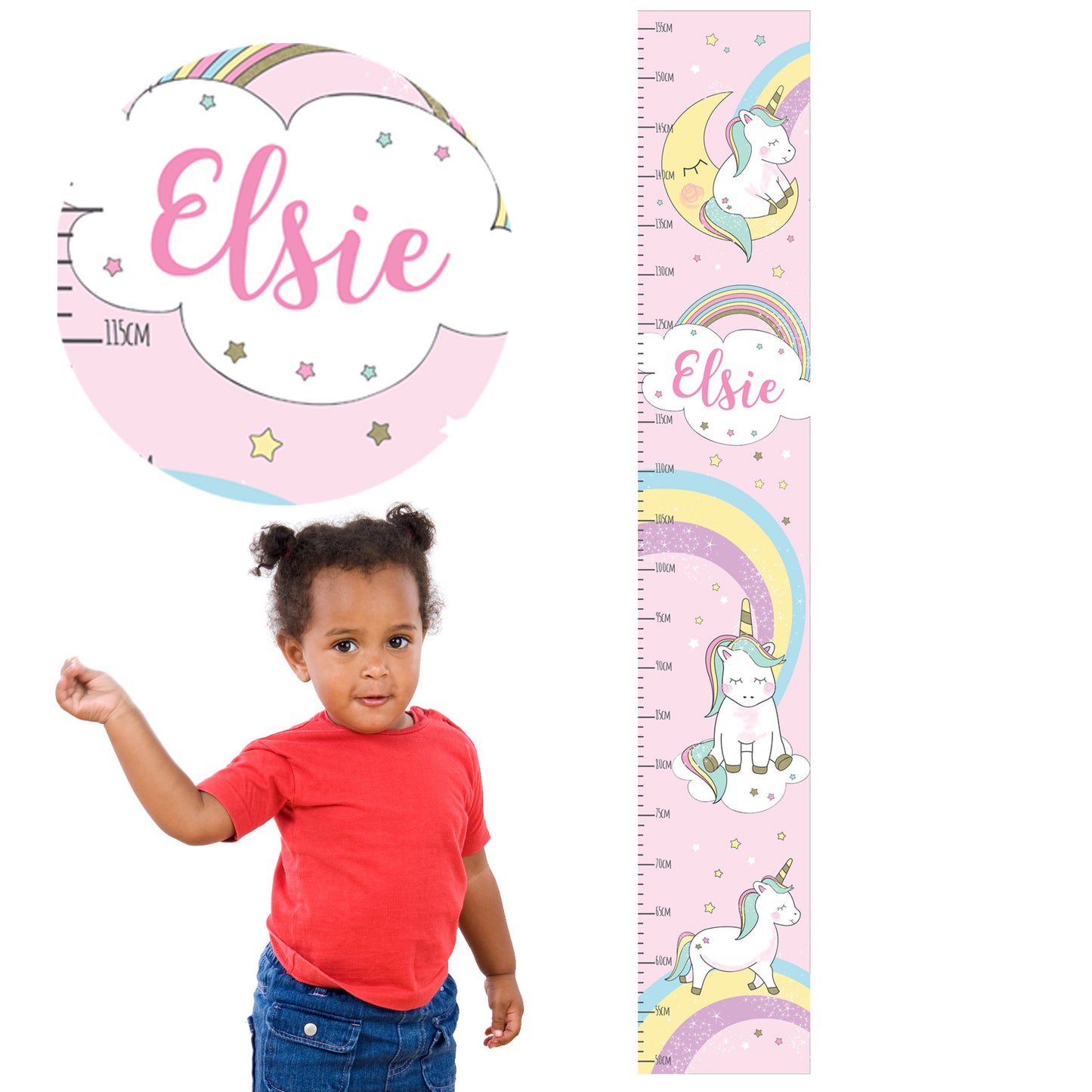 Personalised Unicorn Rainbow Children's Height Chart