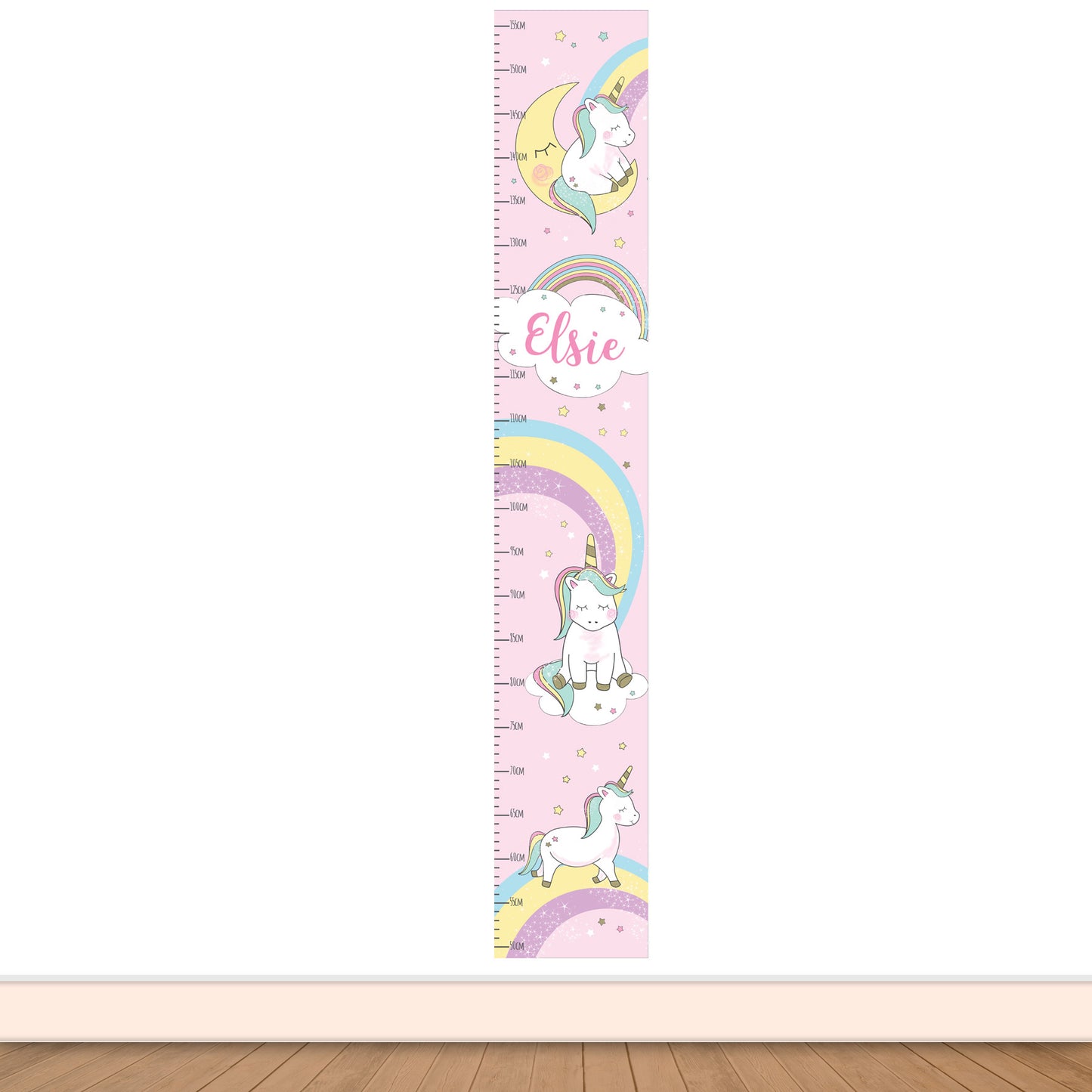 Personalised Unicorn Rainbow Children's Height Chart