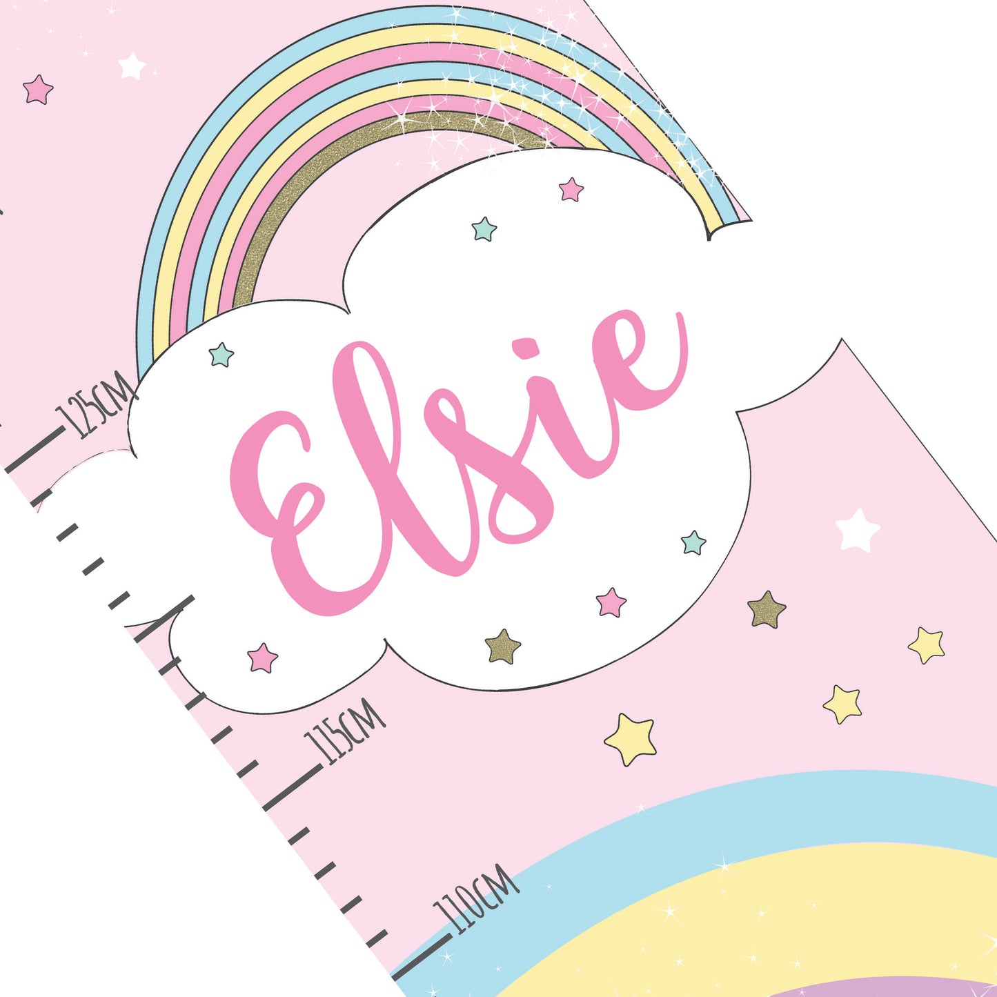 Personalised Unicorn Rainbow Children's Height Chart