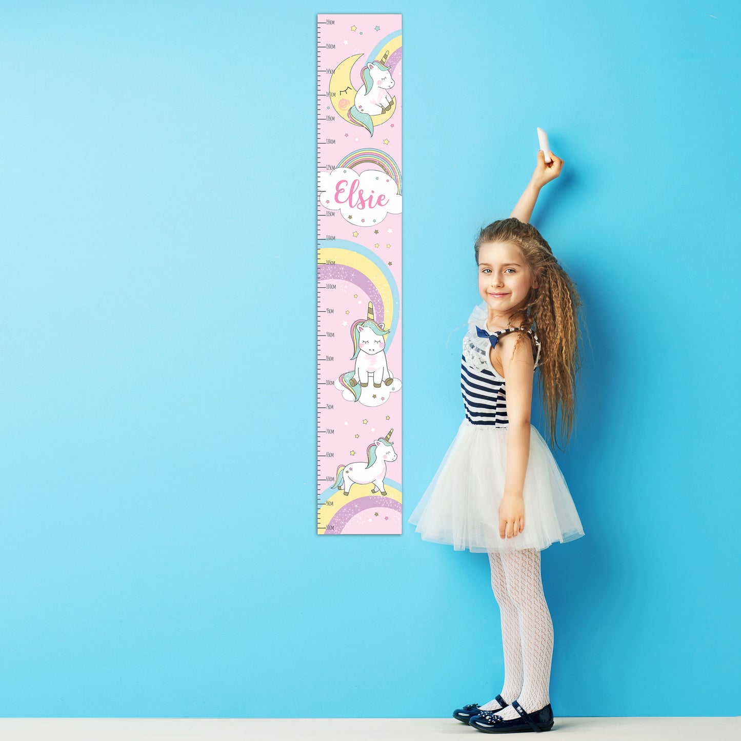Personalised Unicorn Rainbow Children's Height Chart