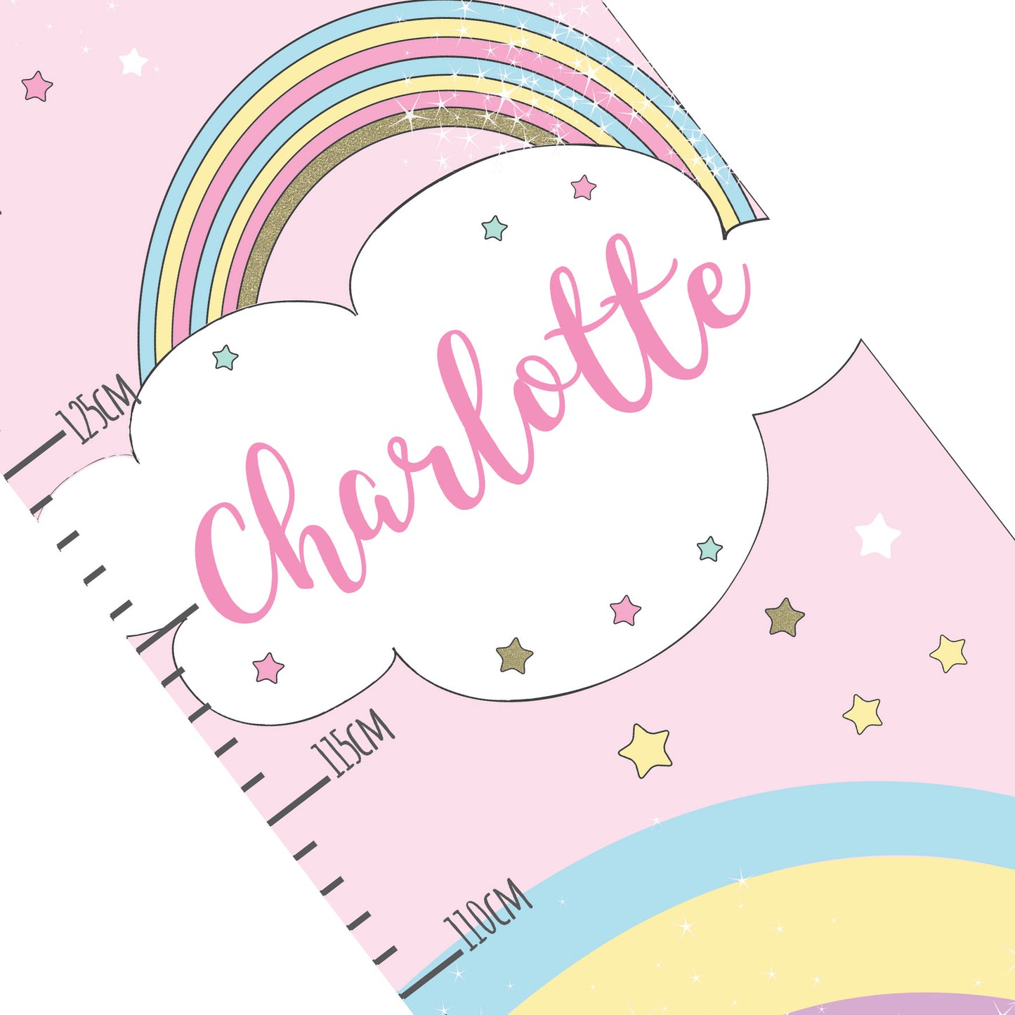 Personalised Unicorn Rainbow Children's Height Chart