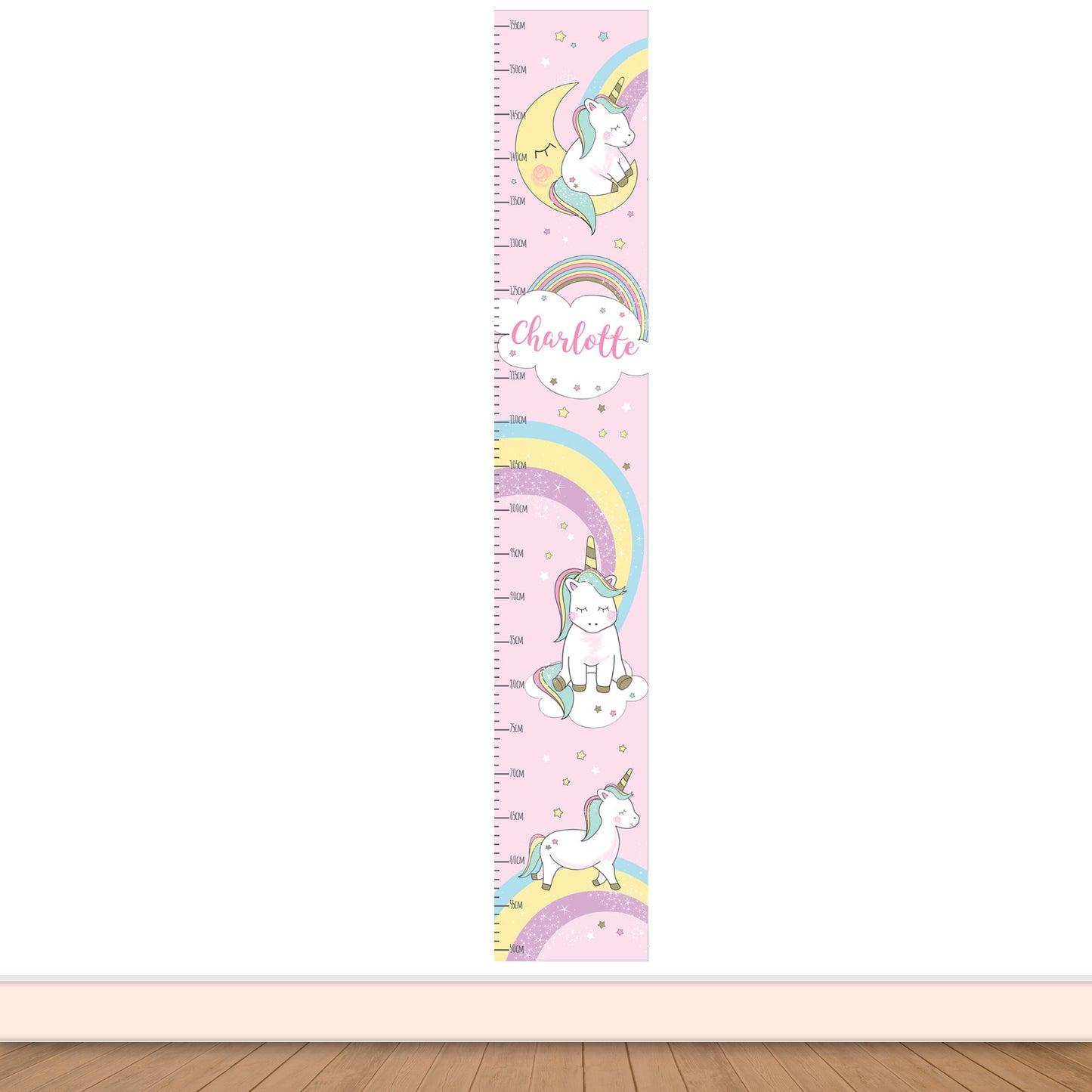 Personalised Unicorn Rainbow Children's Height Chart