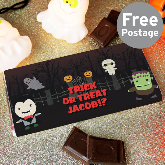 Personalised Halloween Milk Chocolate Bar 100g