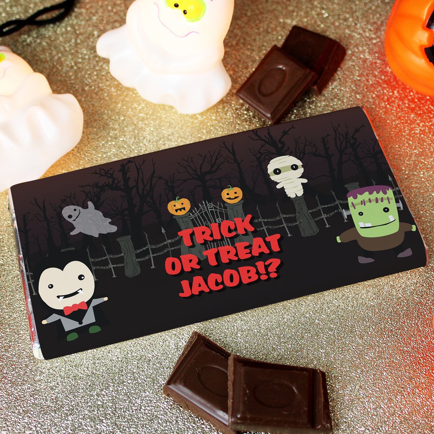 Personalised Halloween Milk Chocolate Bar 100g