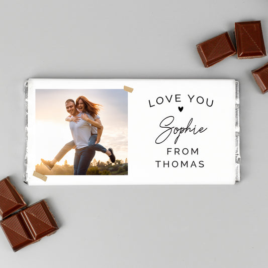 Personalised Love You Snapshot Photo Upload Chocolate Bar