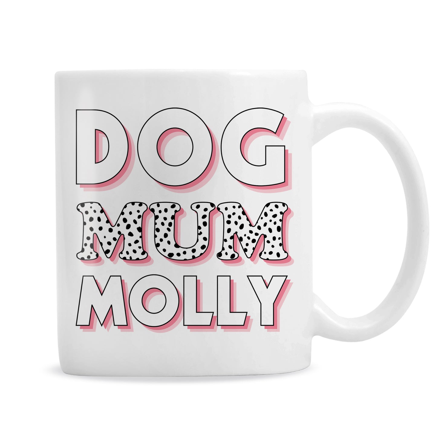 Personalised Dog Mum Pink Spots Ceramic Mug