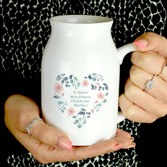 Flower Jug Personalised Floral Heart Design