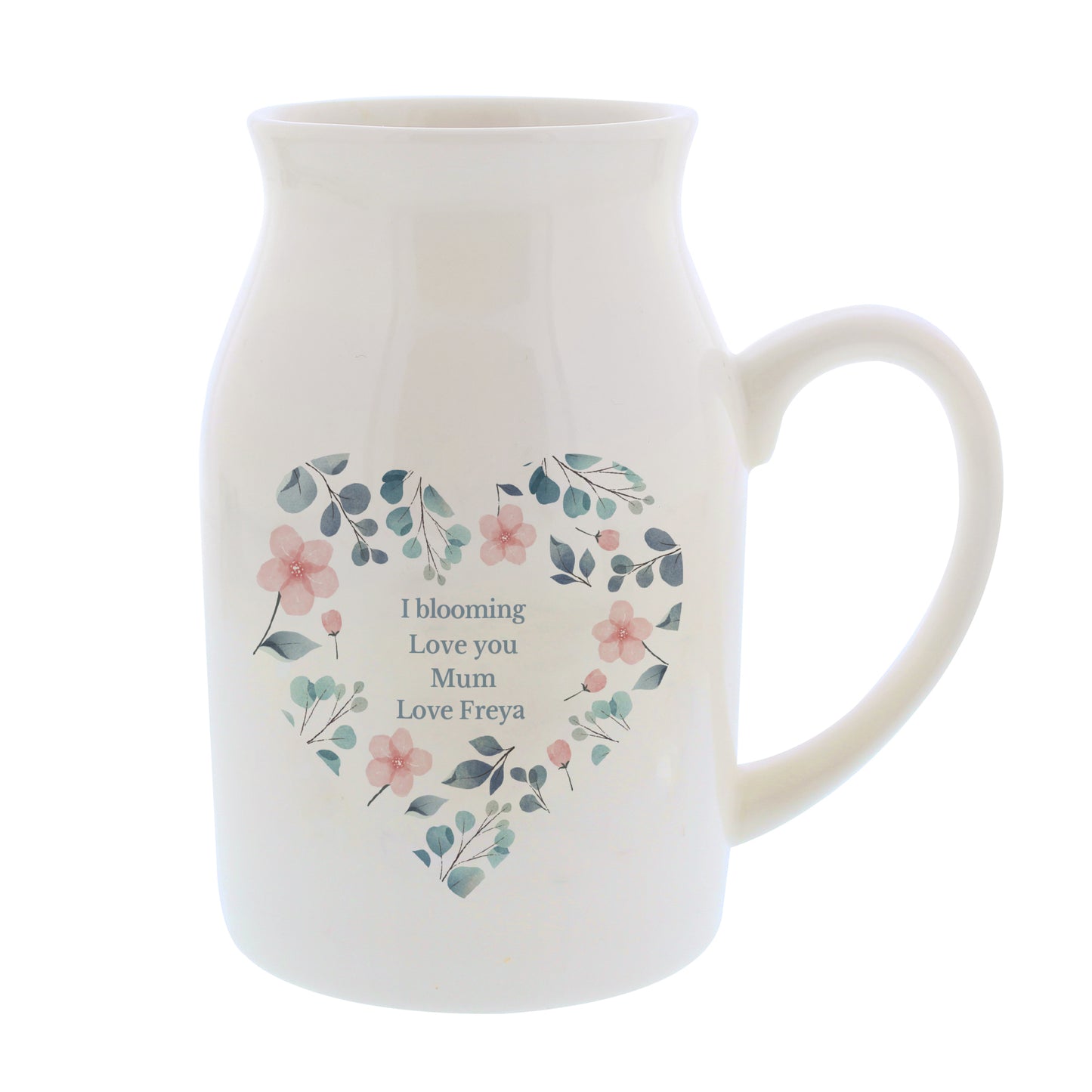 Flower Jug Personalised Floral Heart Design