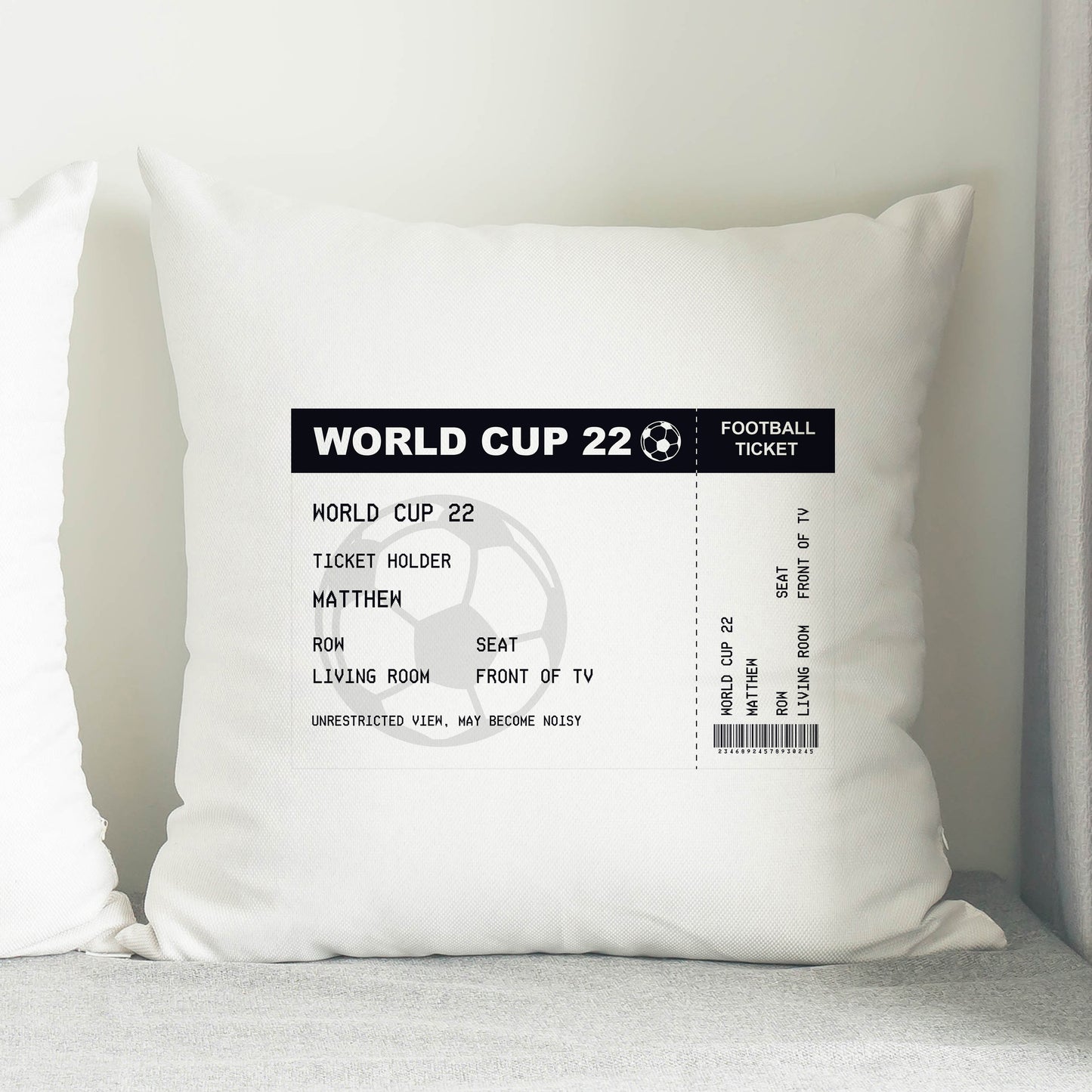Personalised Football Ticket Cushion 33cm