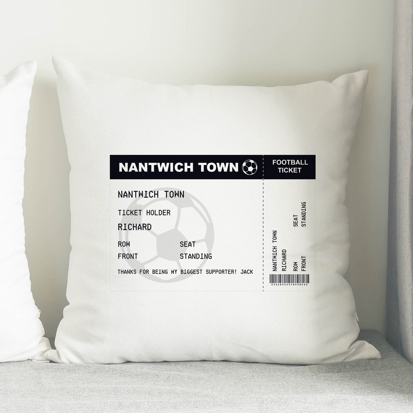 Personalised Football Ticket Cushion 33cm