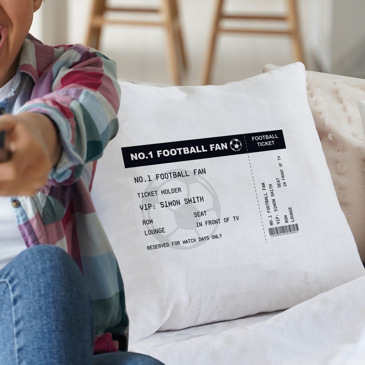 Personalised Football Ticket Cushion 33cm