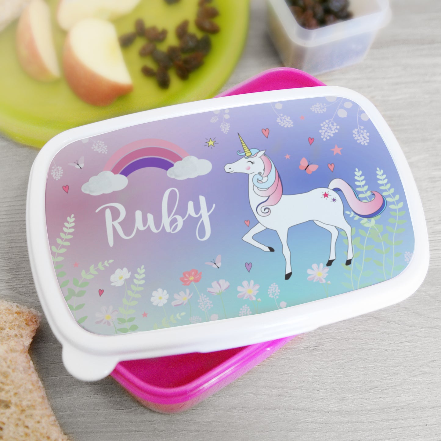 Personalised Unicorn Pink School Lunch Box