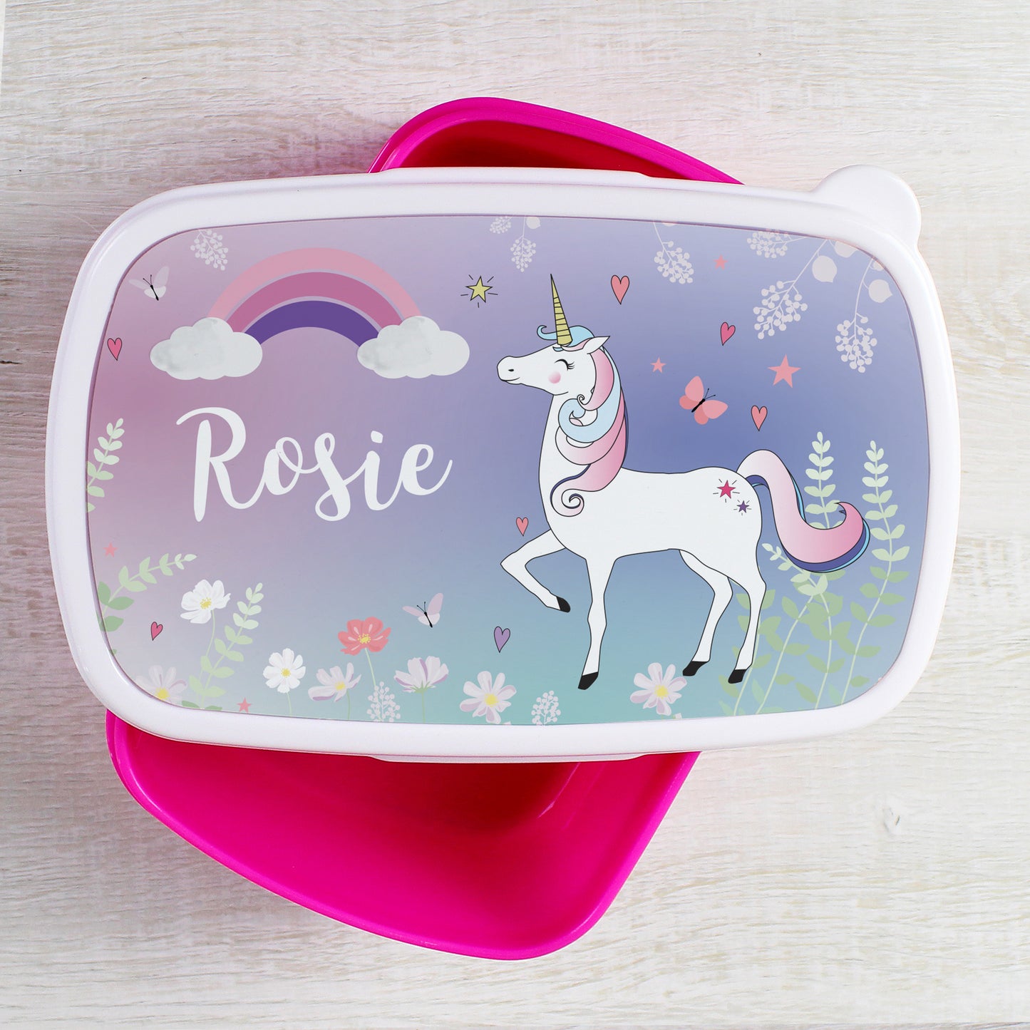 Personalised Unicorn Pink School Lunch Box