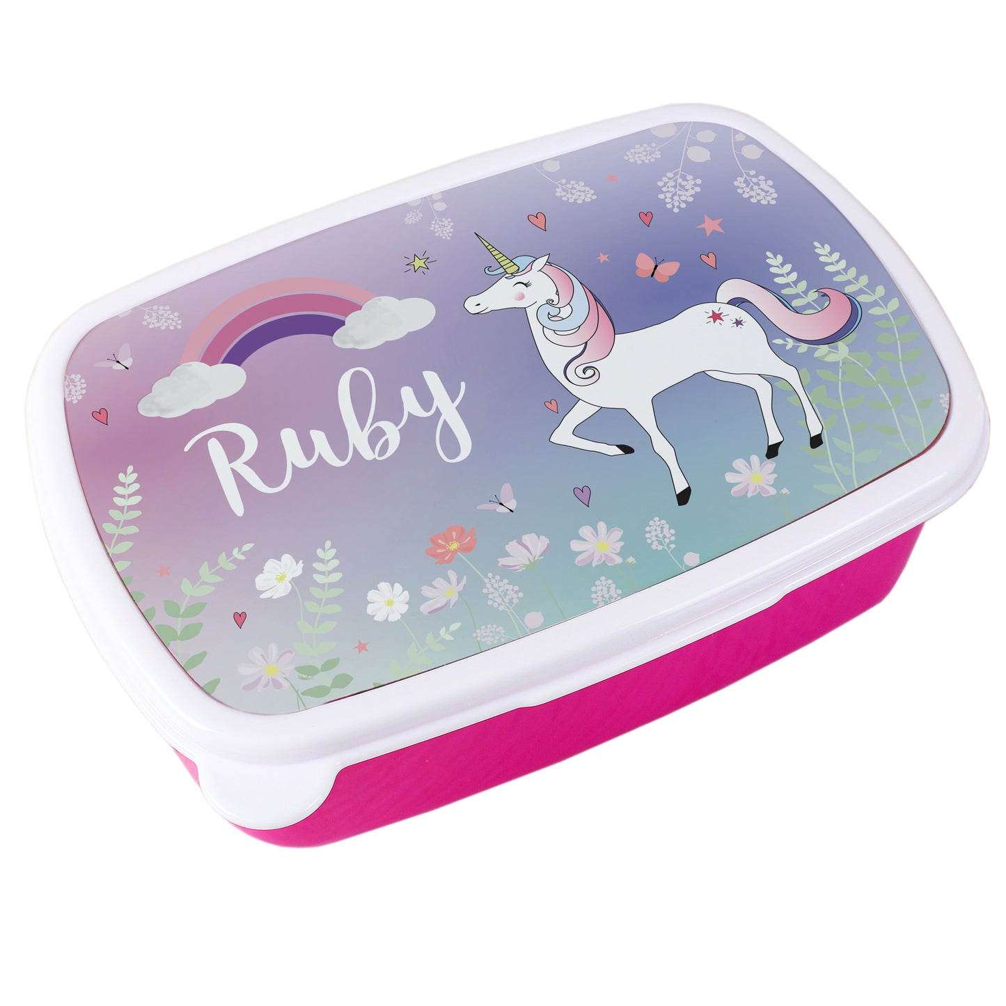 Personalised Unicorn Pink School Lunch Box