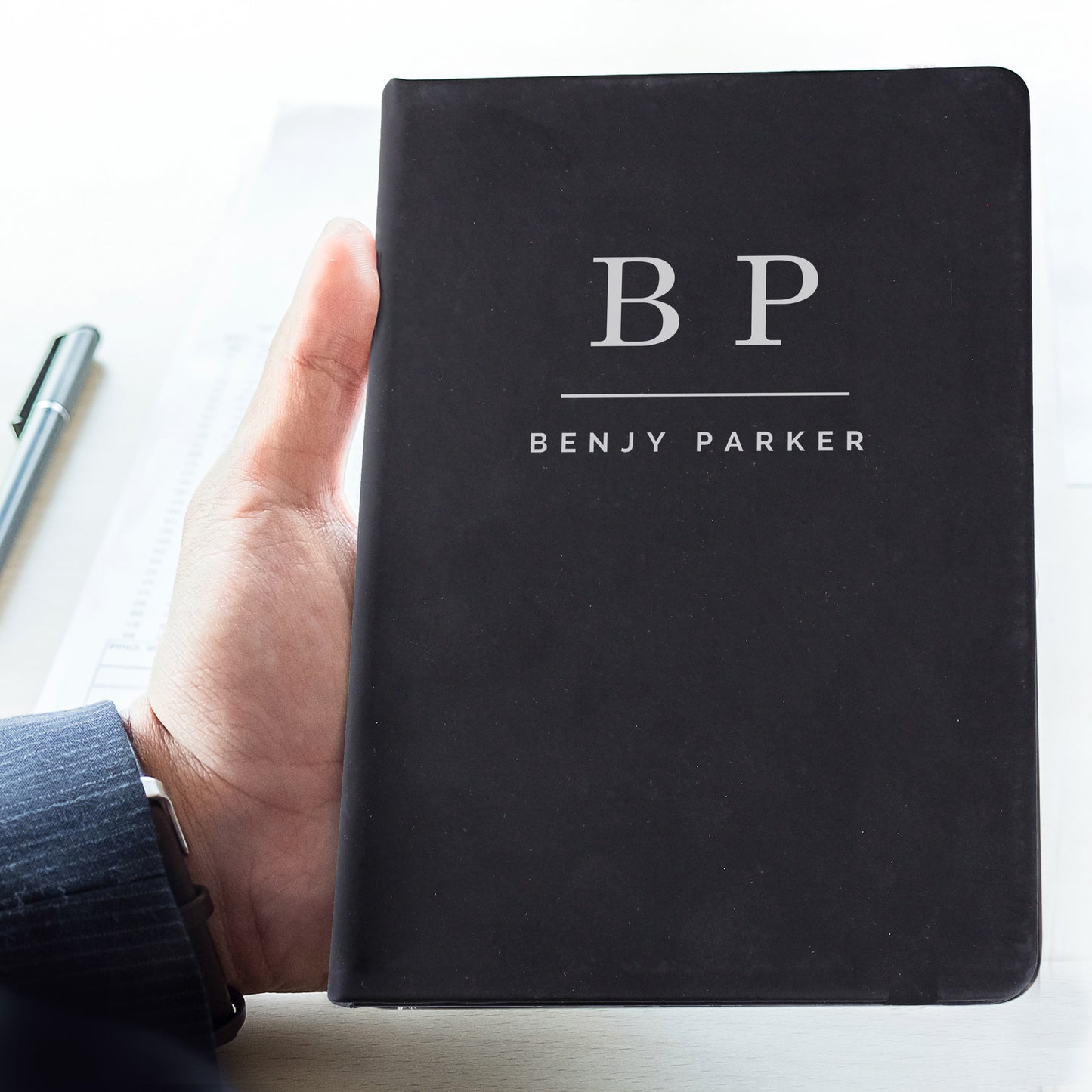 Personalised Initials Black Hardback Notebook A5